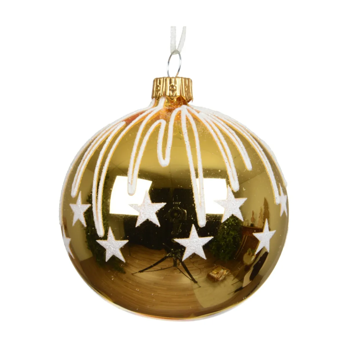 Set di 6 palline in vetro (D80 mm) Stelle festive Dorate