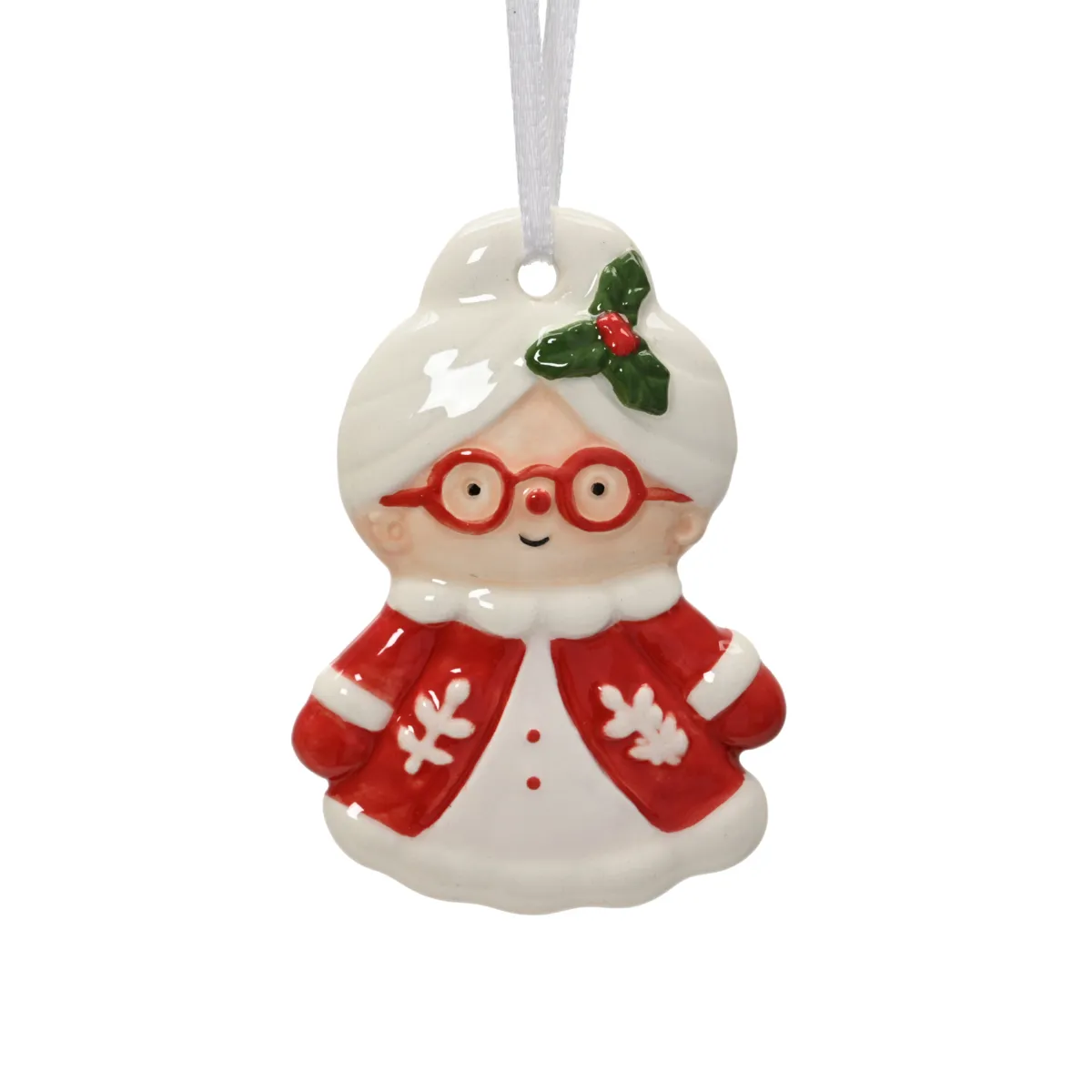 Sospensione natalizia in dolomite (H8 cm) Babbo Natale Rosso e bianco