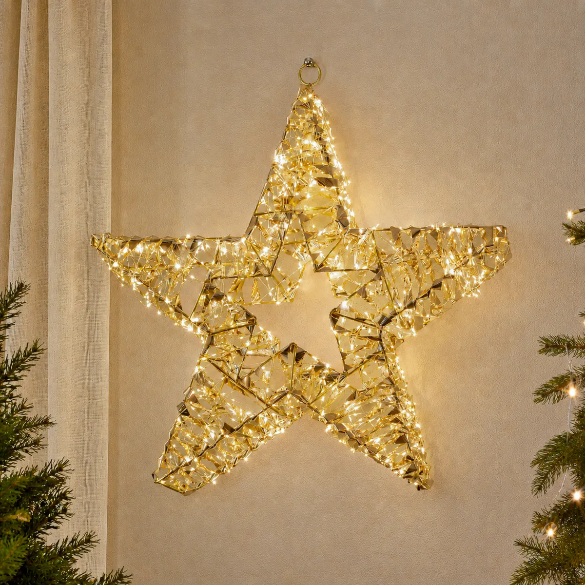Stella luminosa 720 LED (D60 cm) Effetto Flash Oro chiaro e bianco caldo