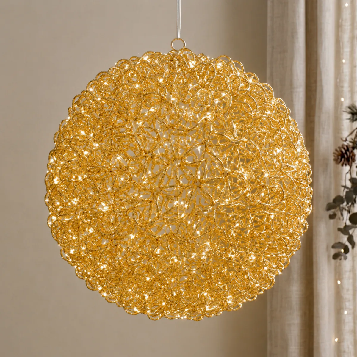 Palla di Natale luminosa 700 LED (D55 cm) Veglione Flash Oro intenso e bianco caldo