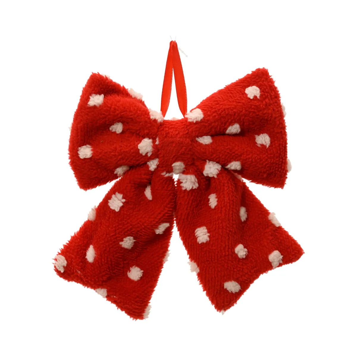 Fiocco natalizio (H22 cm) Dolcezza a pois Rosso e bianco