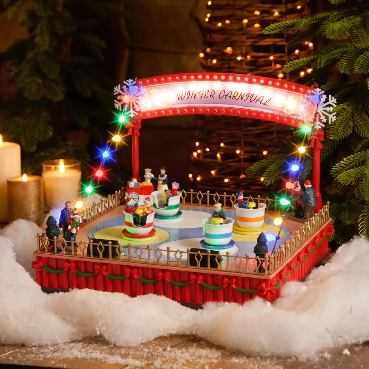 Villaggio di Natale luminoso musicale e animato USB (H22 cm) Winter Carnival