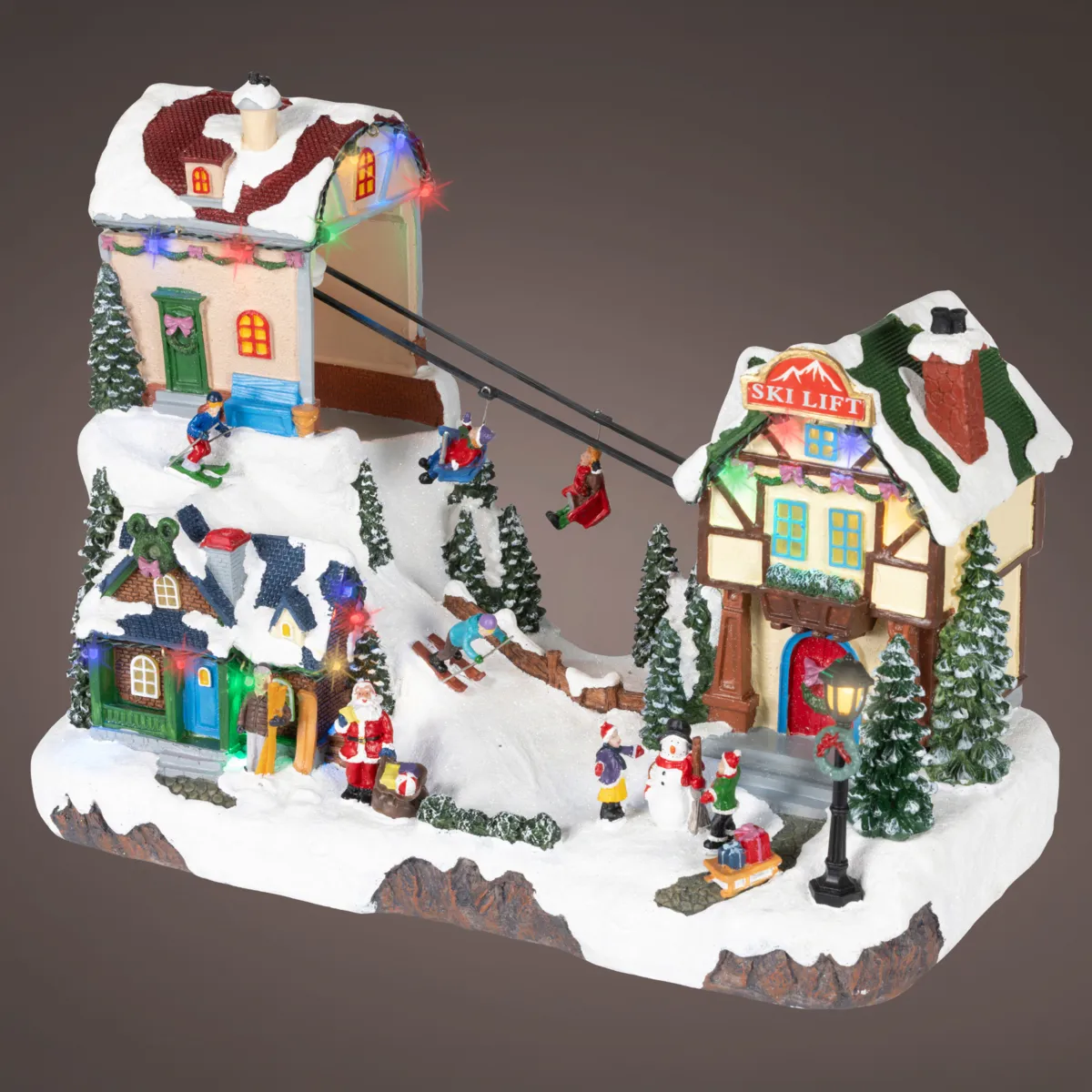 Villaggio di Natale luminoso musicale e animato (H31 cm) Seggiovia Tout Schuss