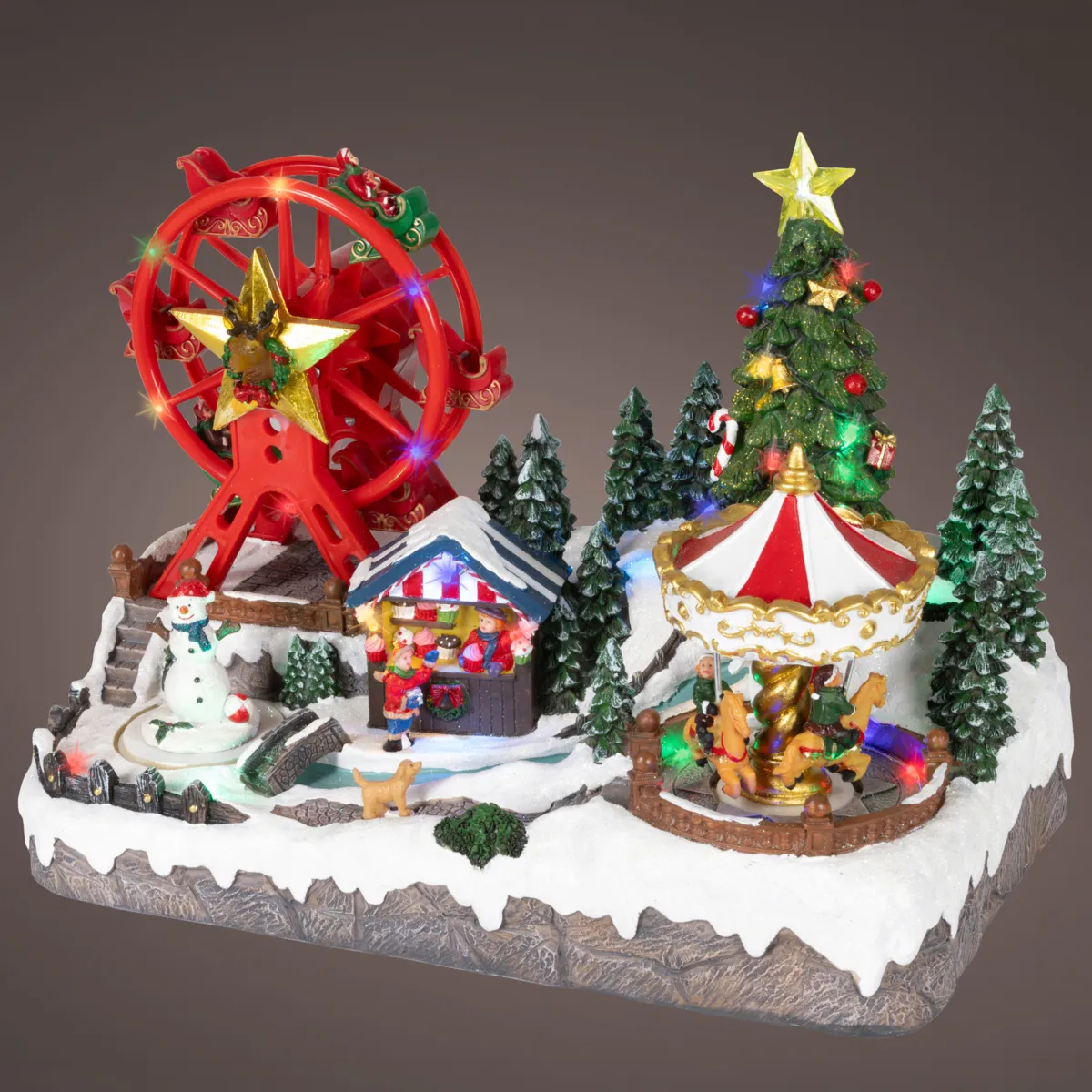 Villaggio di Natale luminoso musicale e animato (H24 cm) Fiera innevata