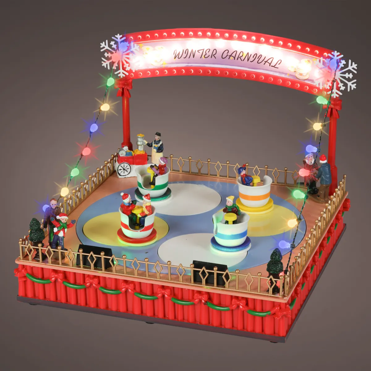 Villaggio di Natale luminoso musicale e animato USB (H22 cm) Winter Carnival