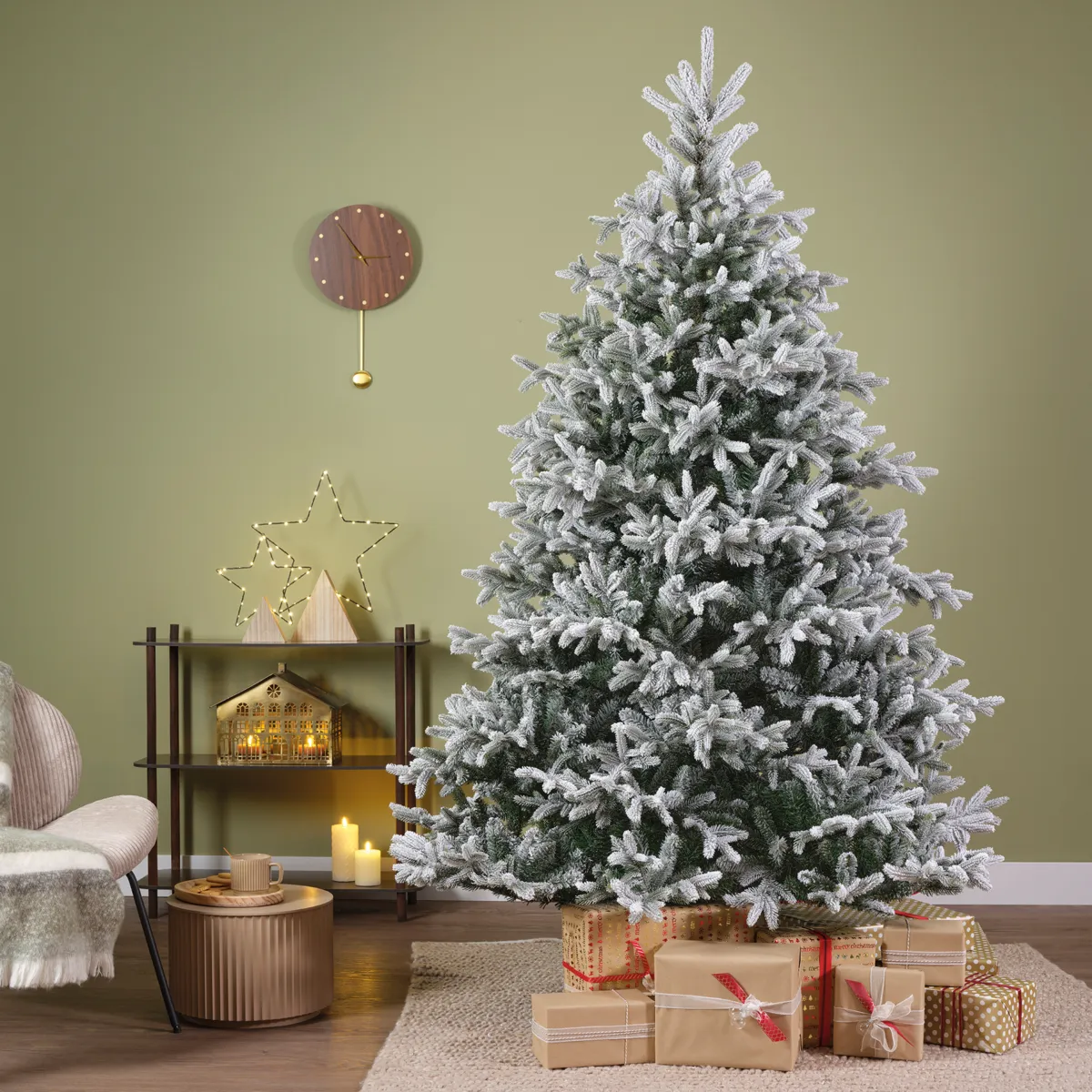 Albero di Natale artificiale (H240 cm) Abies Nordmann Verde innevato