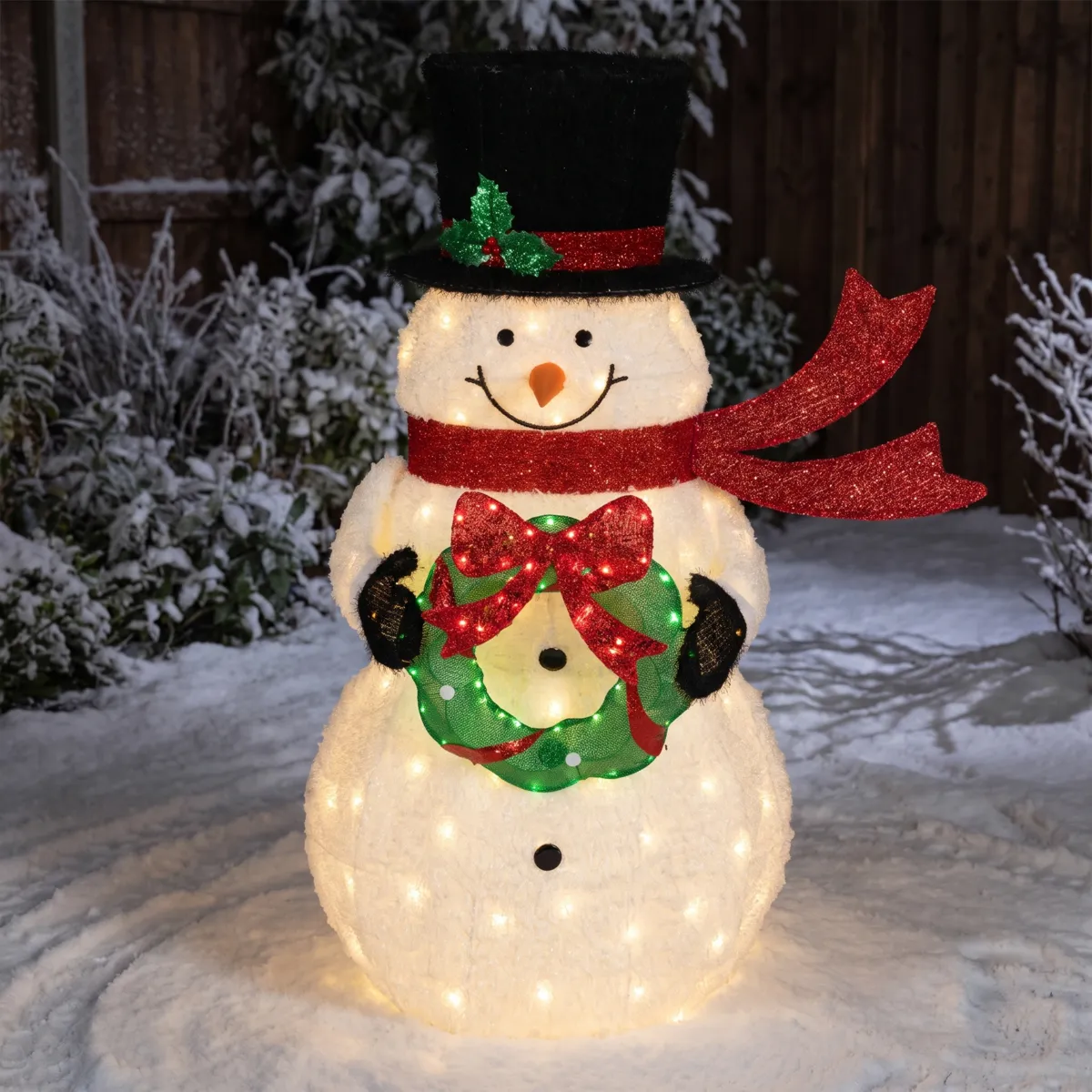 Pupazzo di neve luminoso 130 LED (H123 cm) Octave Bianco caldo