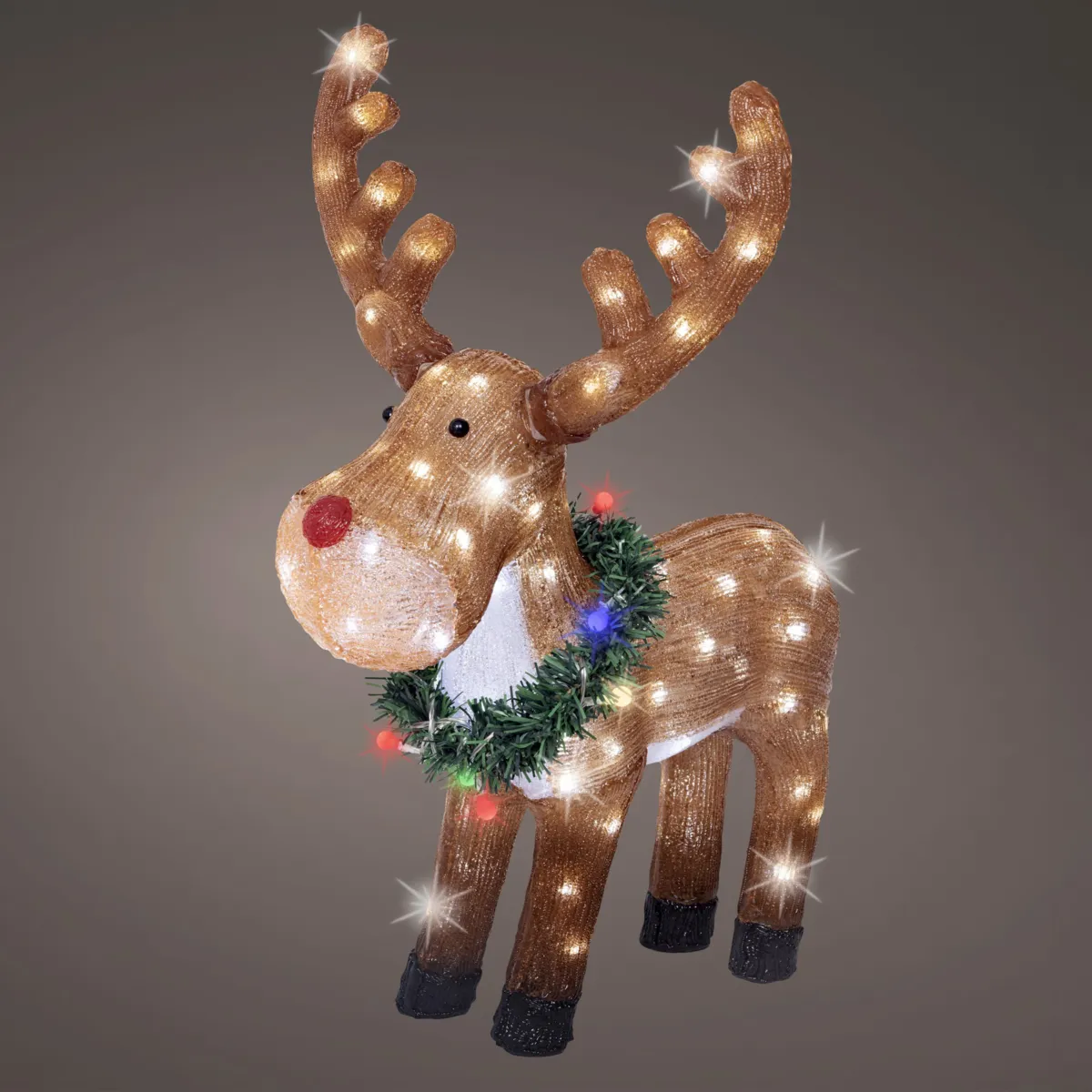 Renna luminosa 100 LED (H58 cm) Bunny in piedi Bianco freddo