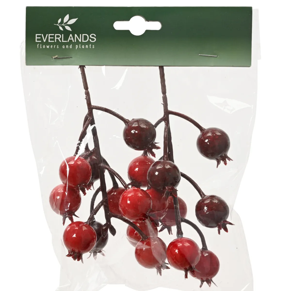 Set di 2 rami di bacche (H15 cm) Bacche laccate Rosso e bordeaux