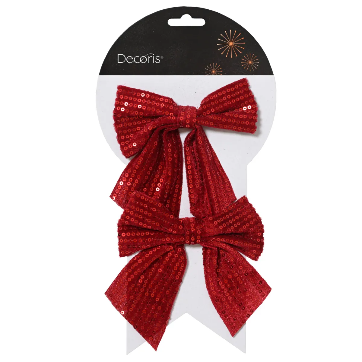 Set di 2 Fiocchi di Natale (H13 cm) Glitterato Bordeaux