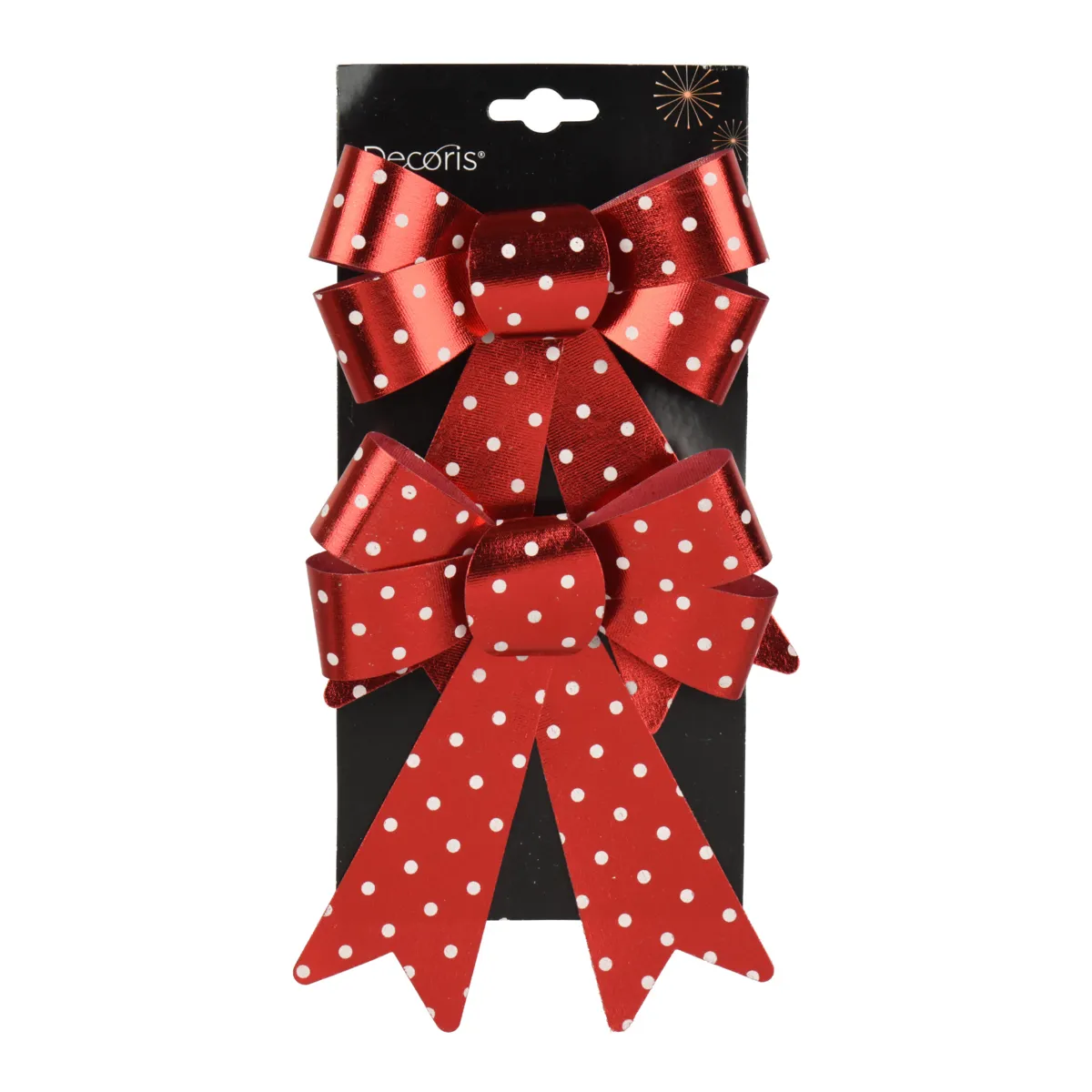 Set di 2 Fiocchi natalizi (H18 cm) Pois Rosso e bianco