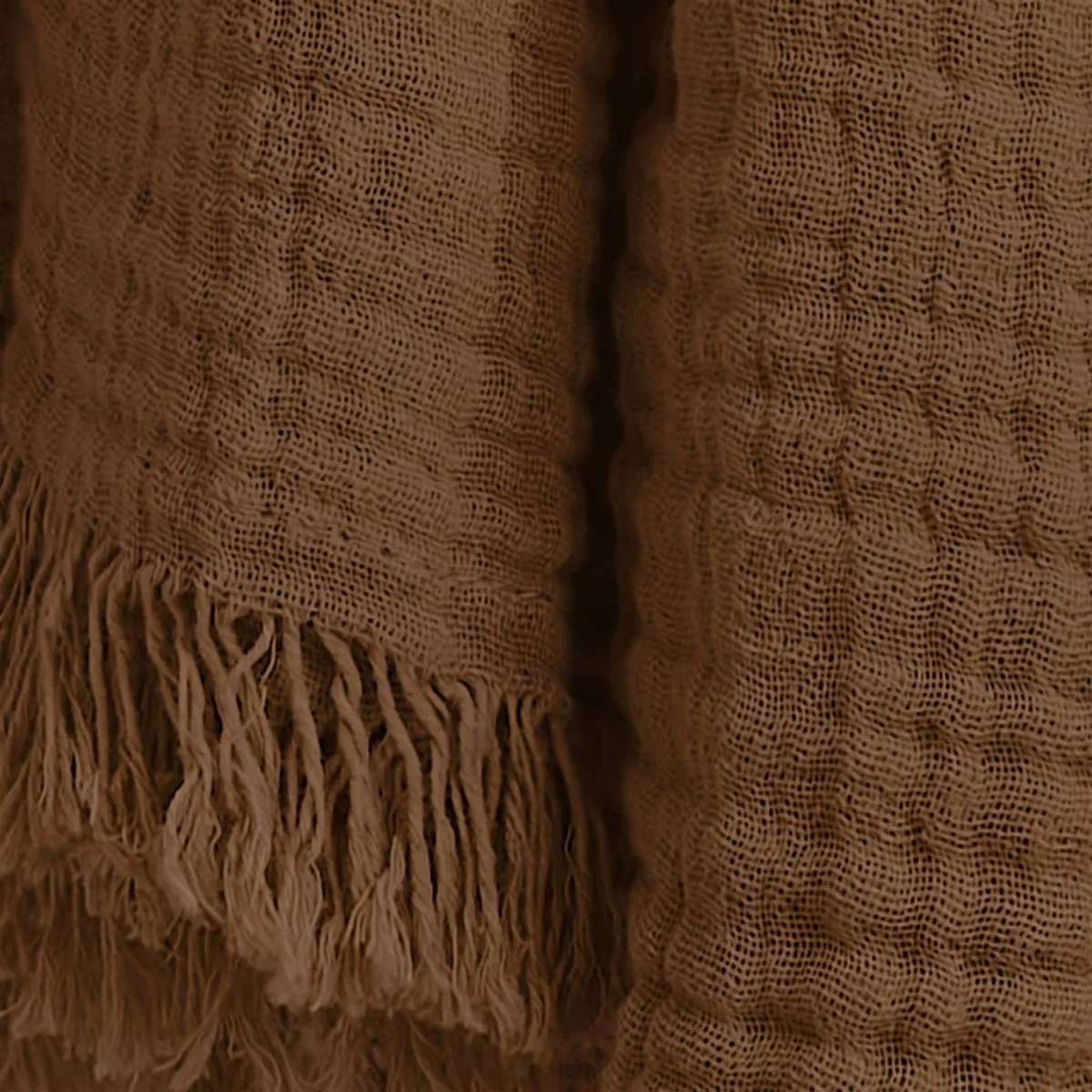 Plaid garza di cotone (130 x 160 cm) Gaïa Marrone