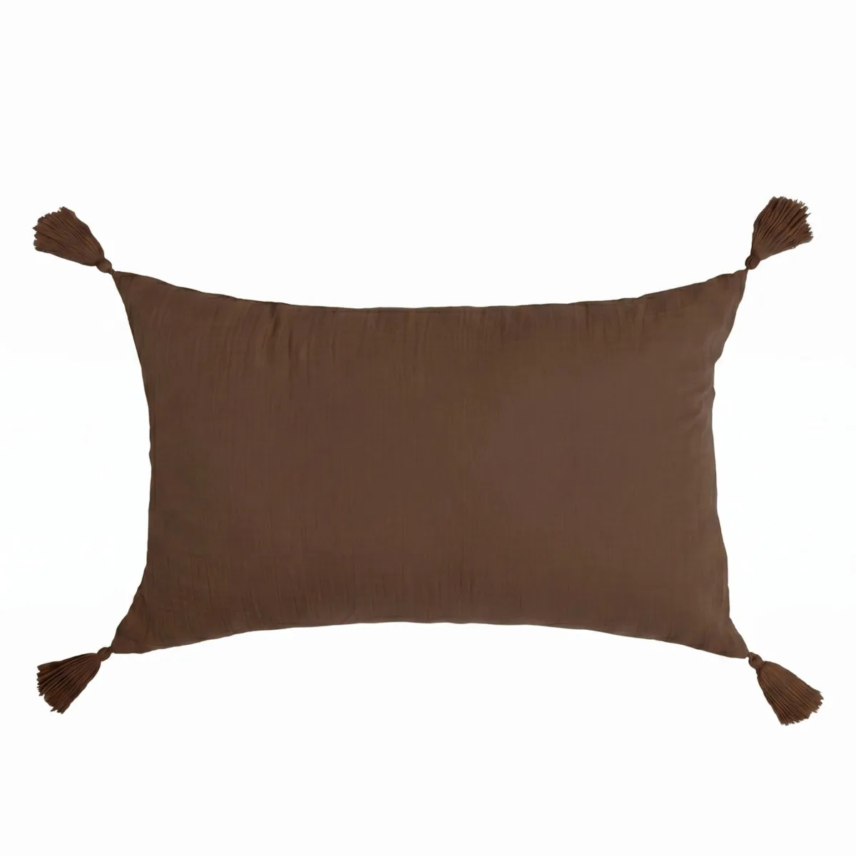 Coussin rectangulaire gaze de coton (40 x 60 cm) Gaïa Brun