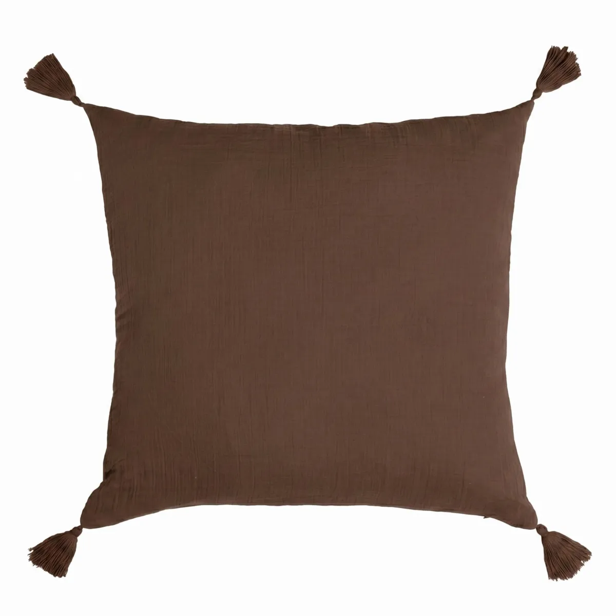 Coussin carré gaze de coton (40 x 40 cm) Gaïa Brun