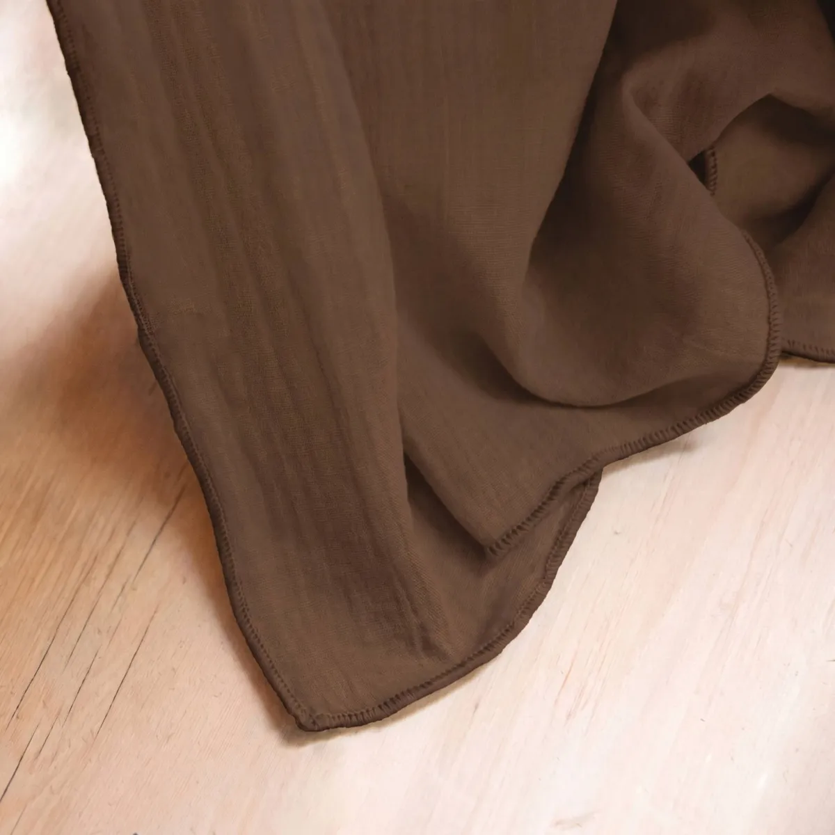 Nappe rectangulaire gaze de coton (150 x 300 cm) Gaïa Brun