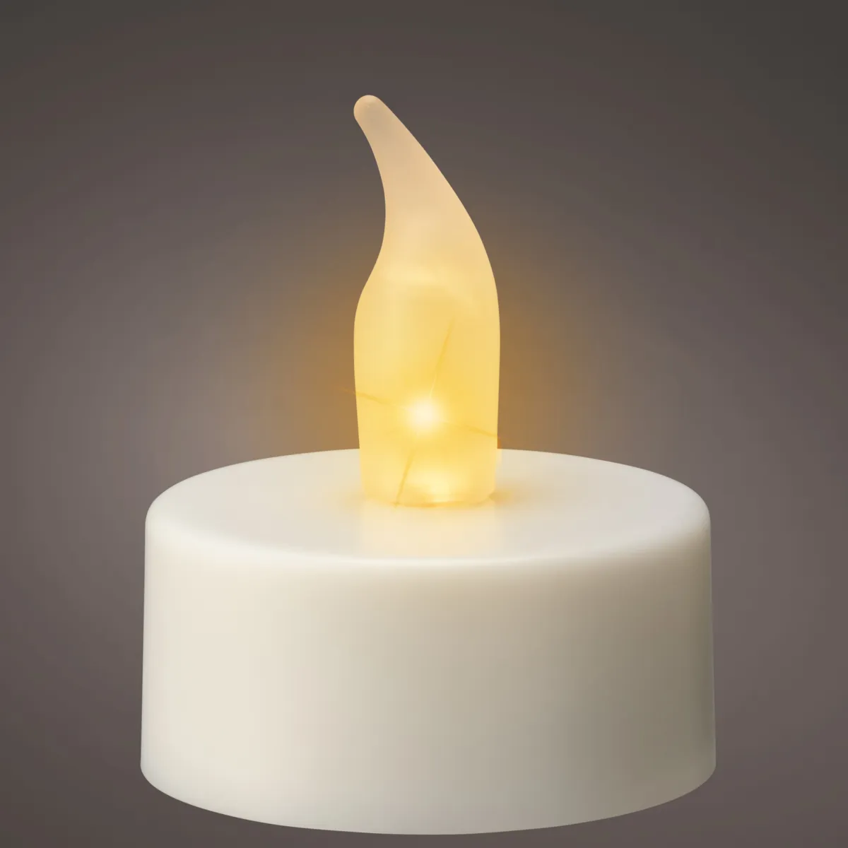 Set di 6 candele LED a pile (H4,6 cm) Tealight Effetto screpolato Fiamma Bianco caldo