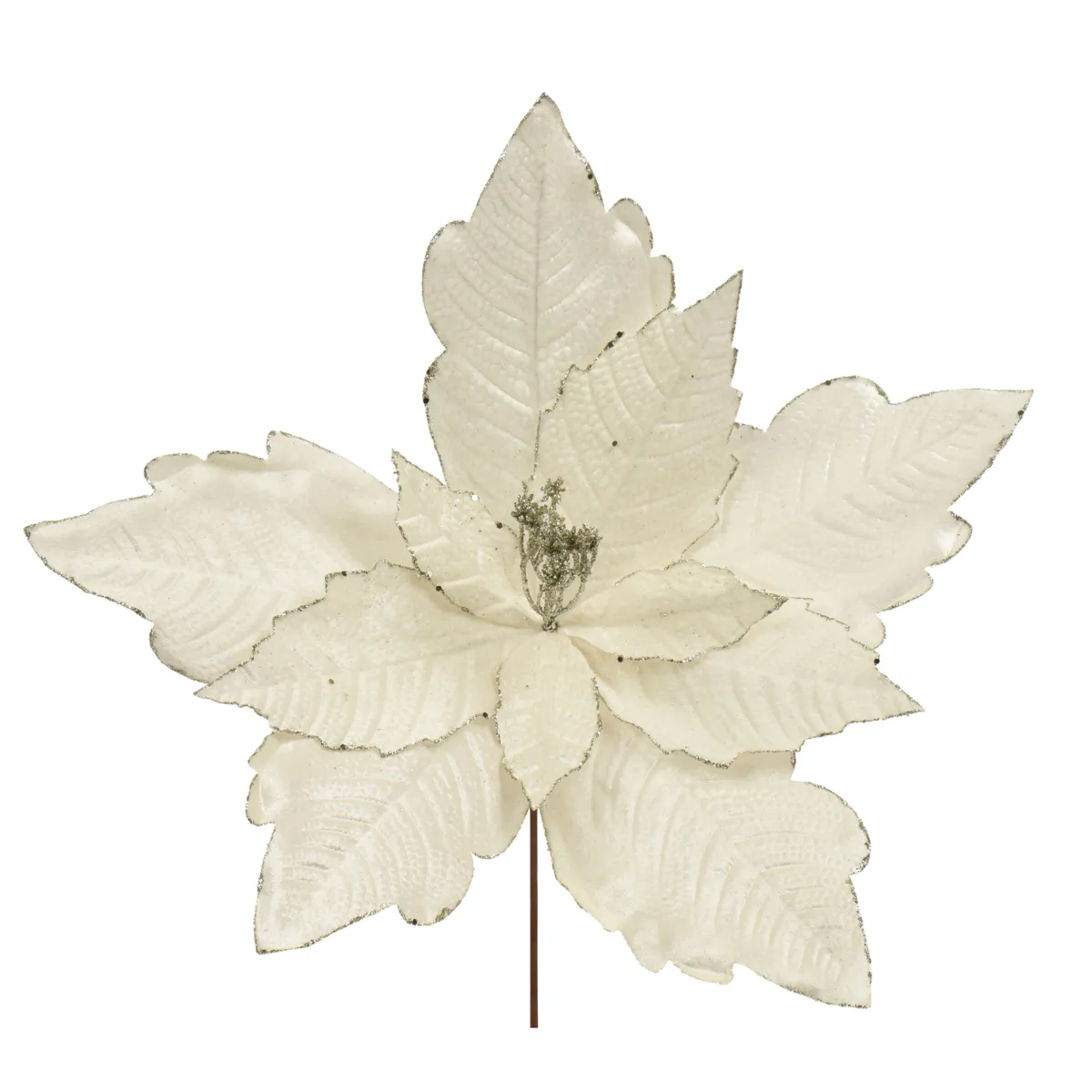 Stella di Natale su gambo in velluto (D50 cm) Féérie Bianco lana