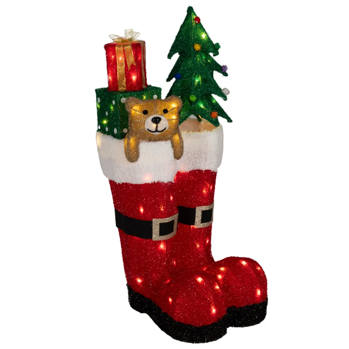 Stivali luminosi 60 LED (H67 cm) Babbo Natale Bianco caldo