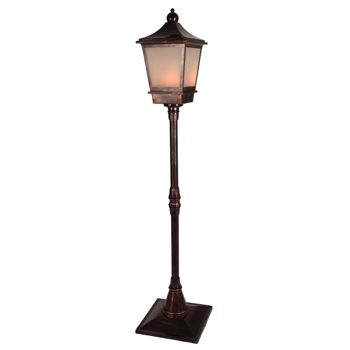 Lampione natalizio illuminato 96 LED (H185 cm) Effetto screpolato Nero e bianco caldo