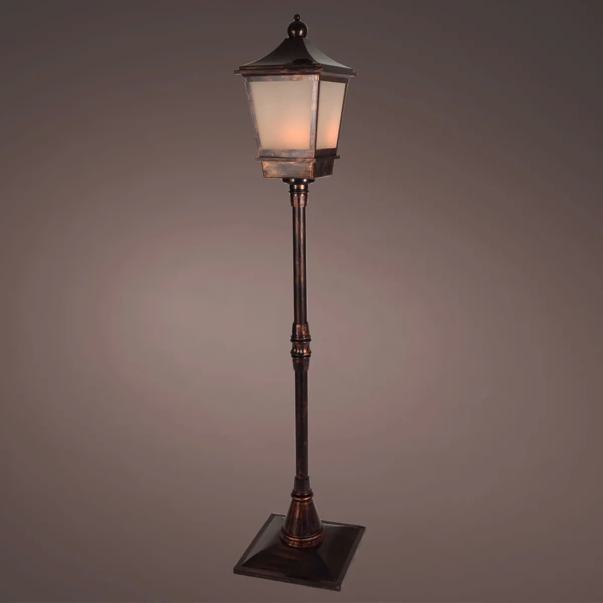 Lampione natalizio illuminato 96 LED (H185 cm) Effetto screpolato Nero e bianco caldo