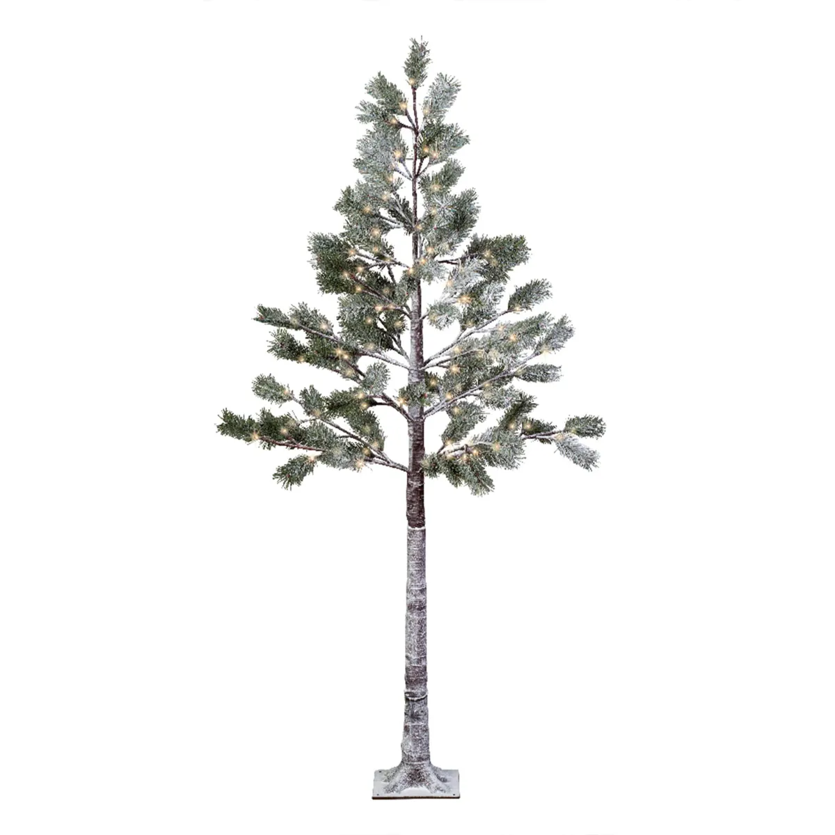 Albero di Natale luminoso 96 LED (H180 cm) Pino Clarius Verde innevato e bianco caldo