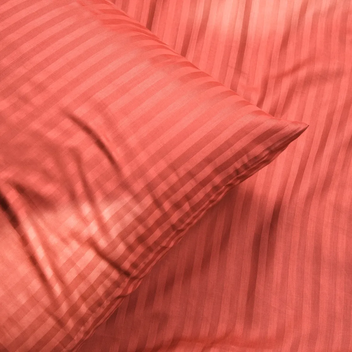 Copripiumino e due federe in satin di cotone (260 x 240 cm) Anselme Terracotta