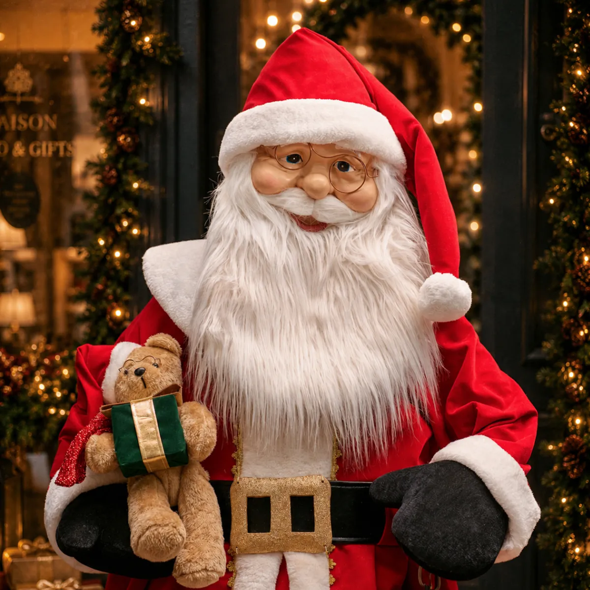 Automa Gigante Babbo Natale Tradizionale (H200 cm) Jules e lanterna luminosa