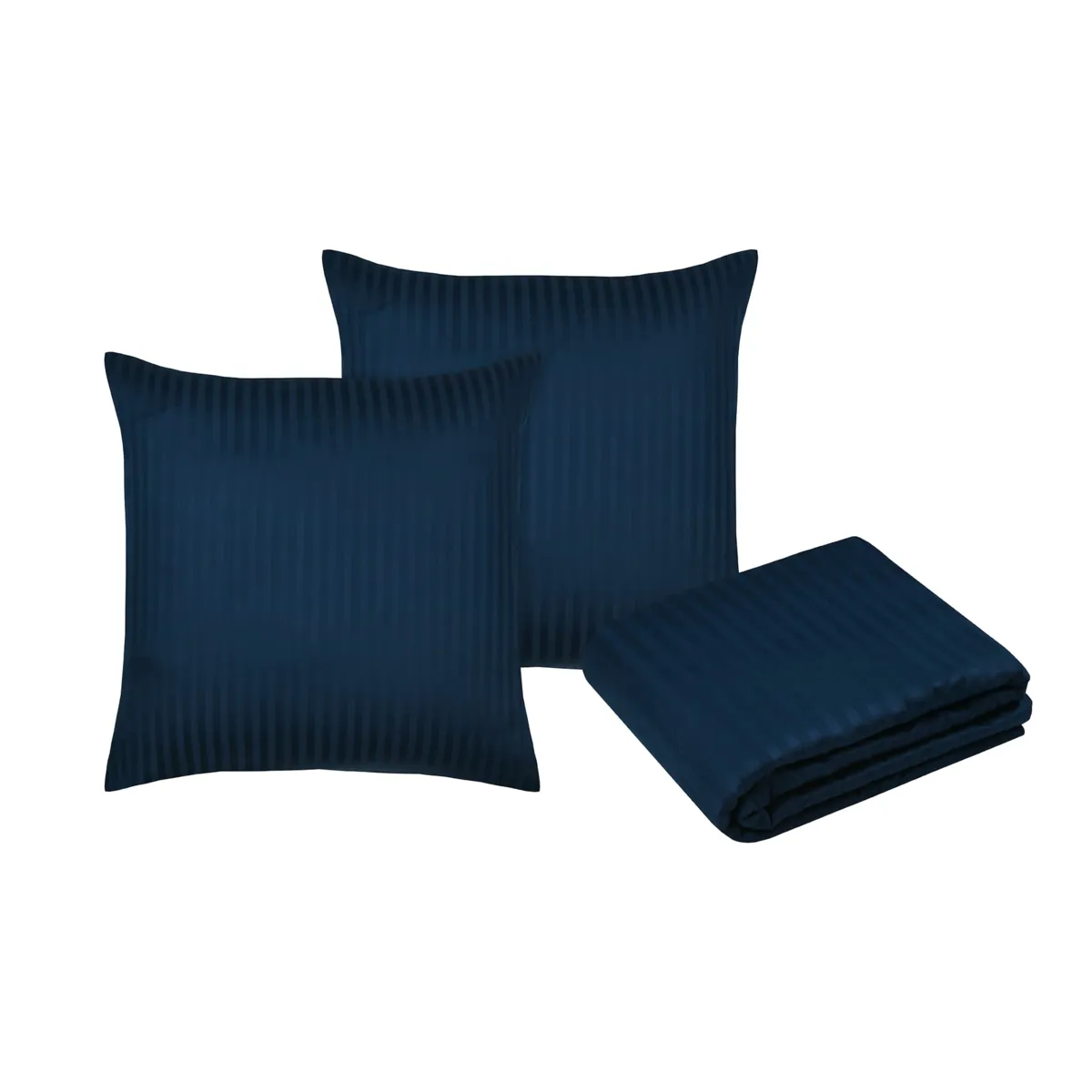 Copripiumino e due federe in satin di cotone (240 x 220 cm) Anselme Blu navy
