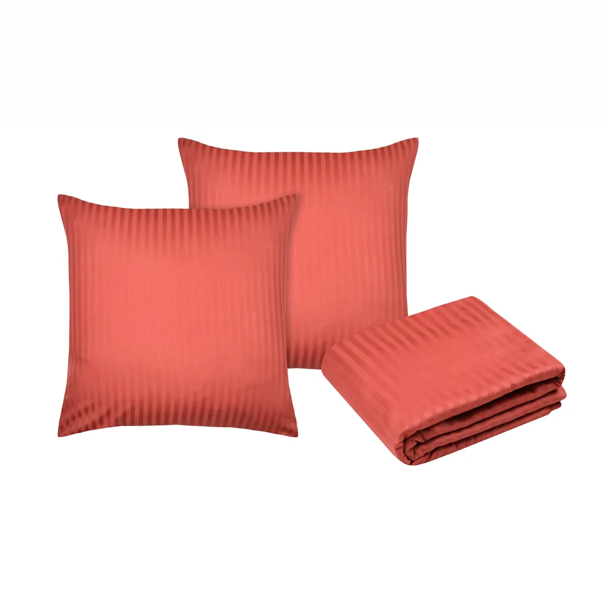 Copripiumino e due federe in satin di cotone (240 x 220 cm) Anselme Terracotta