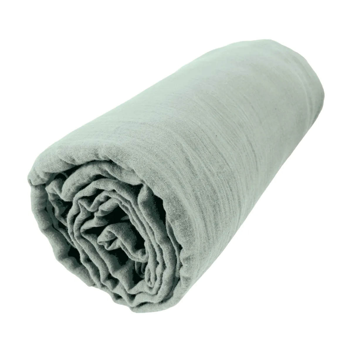 Drap housse gaze de coton (120 x 200 cm) Gaïa Vert eucalyptus