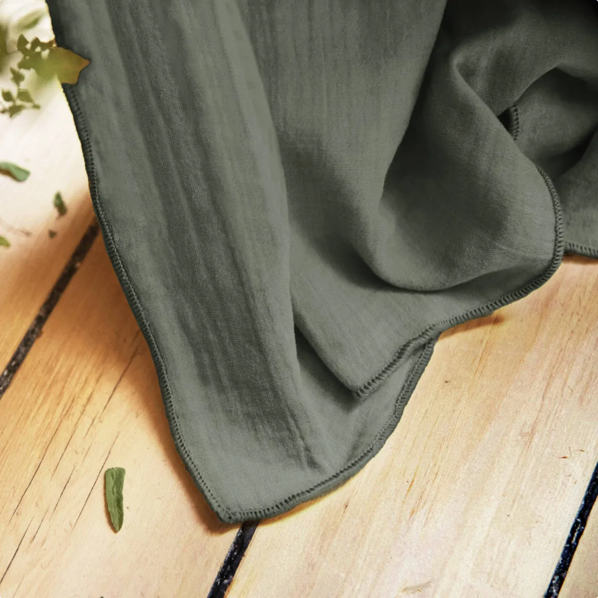 Tovaglia rettangolare garza di cotone (150 x 300 cm) Gaïa Verde rosmarino