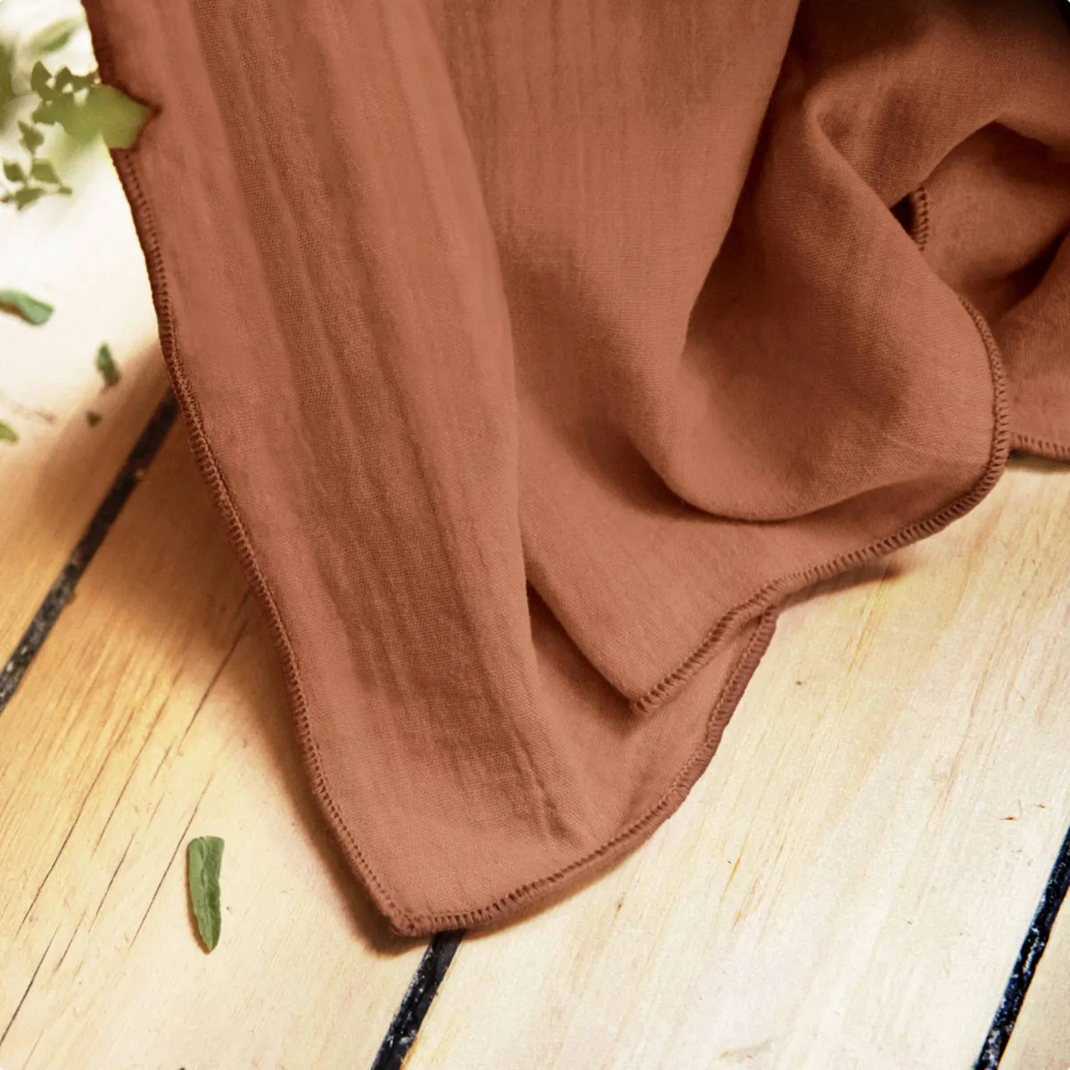 EM - Nappe rectangle 150 x 300 cm Gaze de coton unie GAìA Terracotta