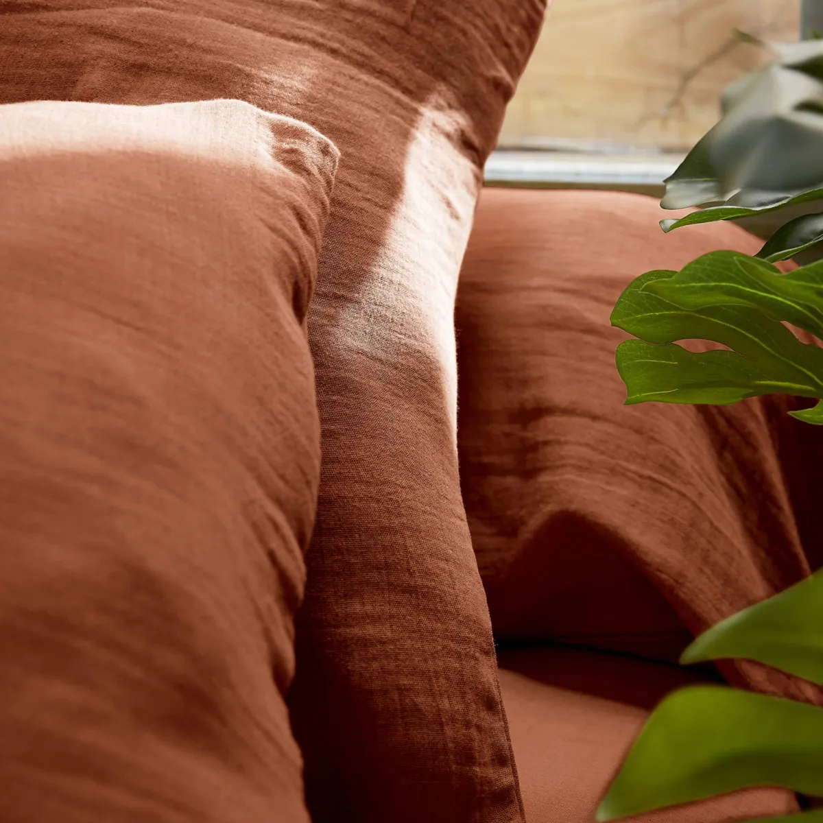 Lenzuolo sotto con angoli garza di cotone (120 x 190 cm) Gaïa Terracotta