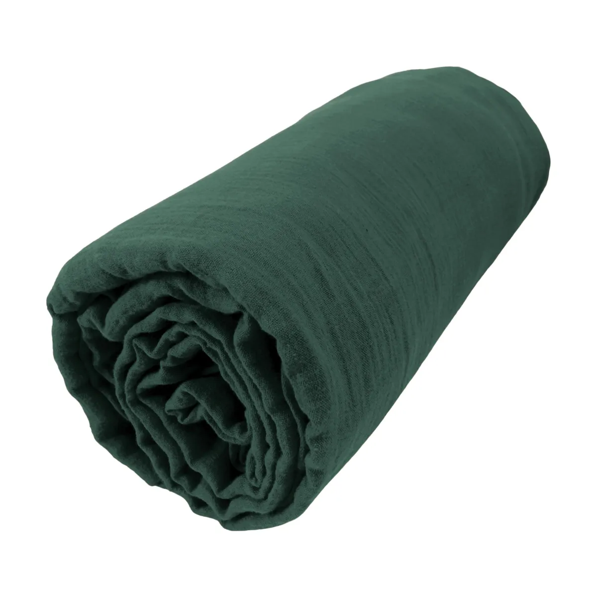 Drap housse gaze de coton (120 x 200 cm) Gaïa Vert sapin