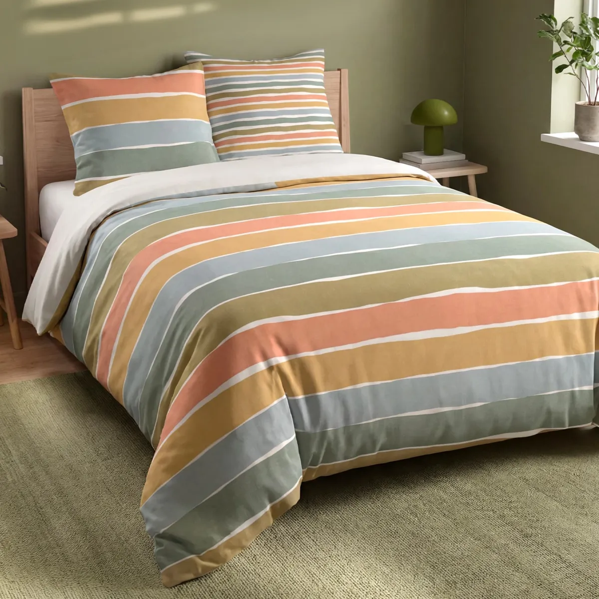 Copripiumino e due federe in cotone (260 x 240 cm) Rosco Multicolore