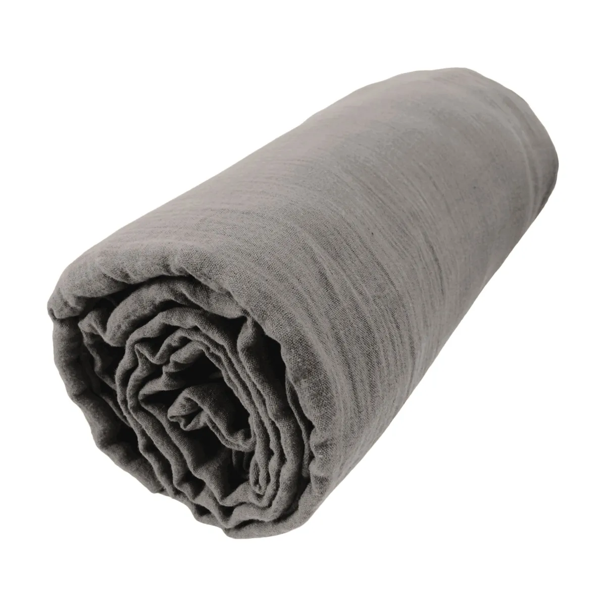Drap housse gaze de coton (120 x 200 cm) Gaïa Gris granit
