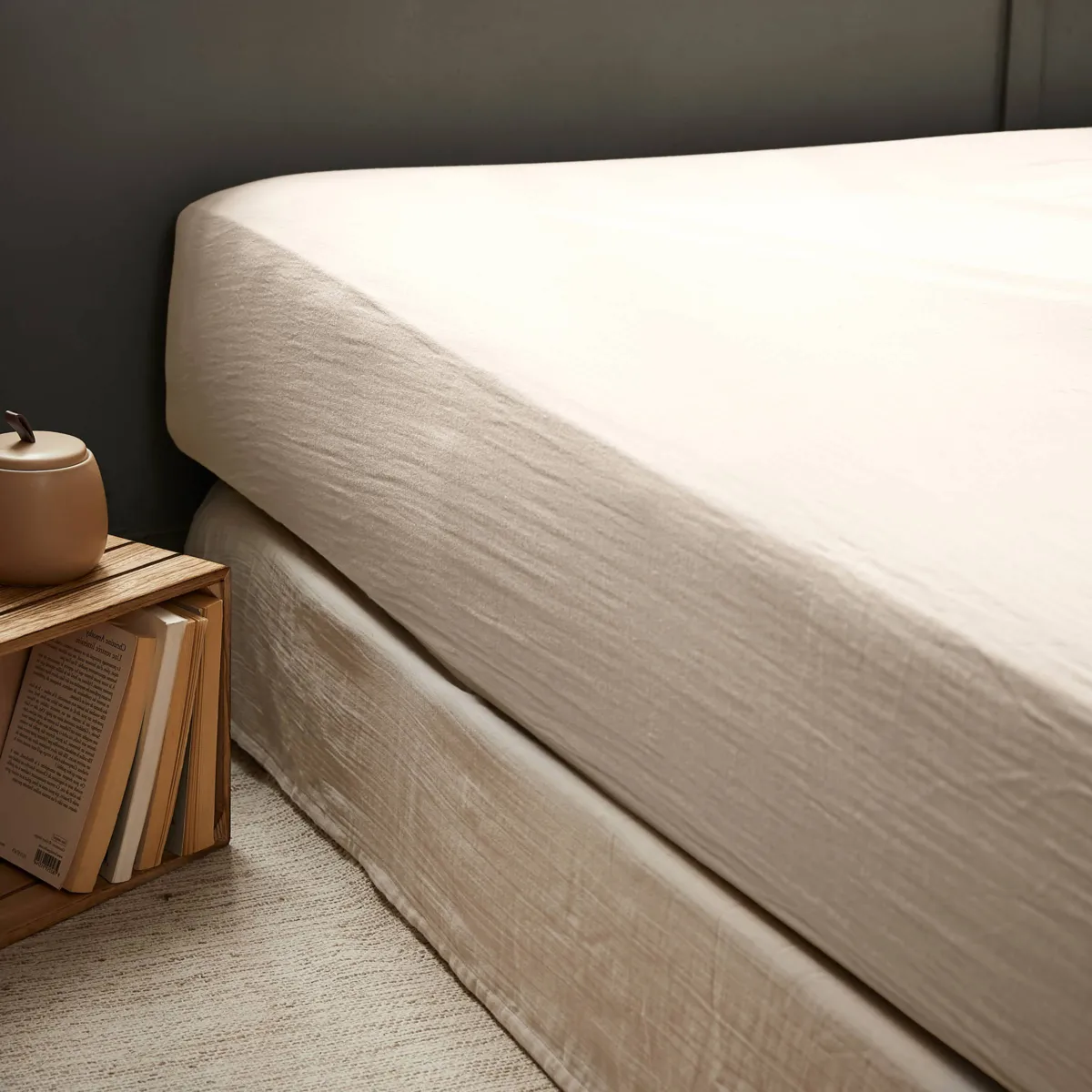 Drap housse gaze de coton (120 x 190 cm) Gaïa Beige