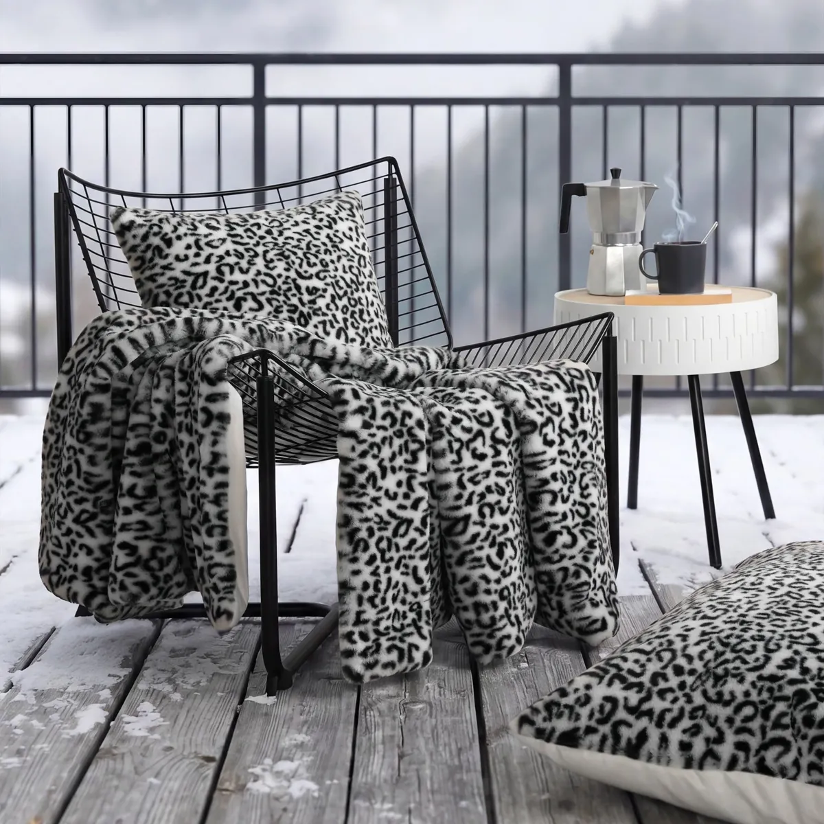 Plaid in ecopelliccia (130 x 160 cm) Panthera Nero