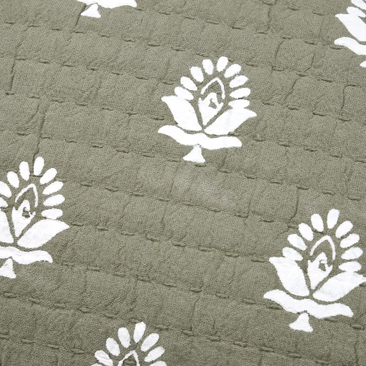 Cuscino rettangolare garza di cotone (40 x 60 cm) Augusta Verde cachi