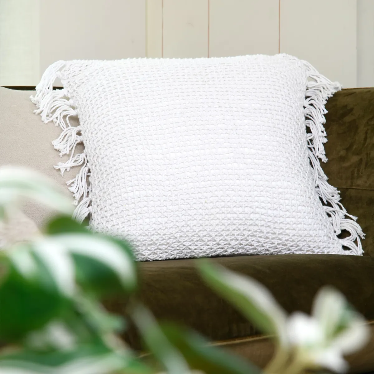 Cuscino quadrato in cotone (45 x 45 cm) Mariette Ecru