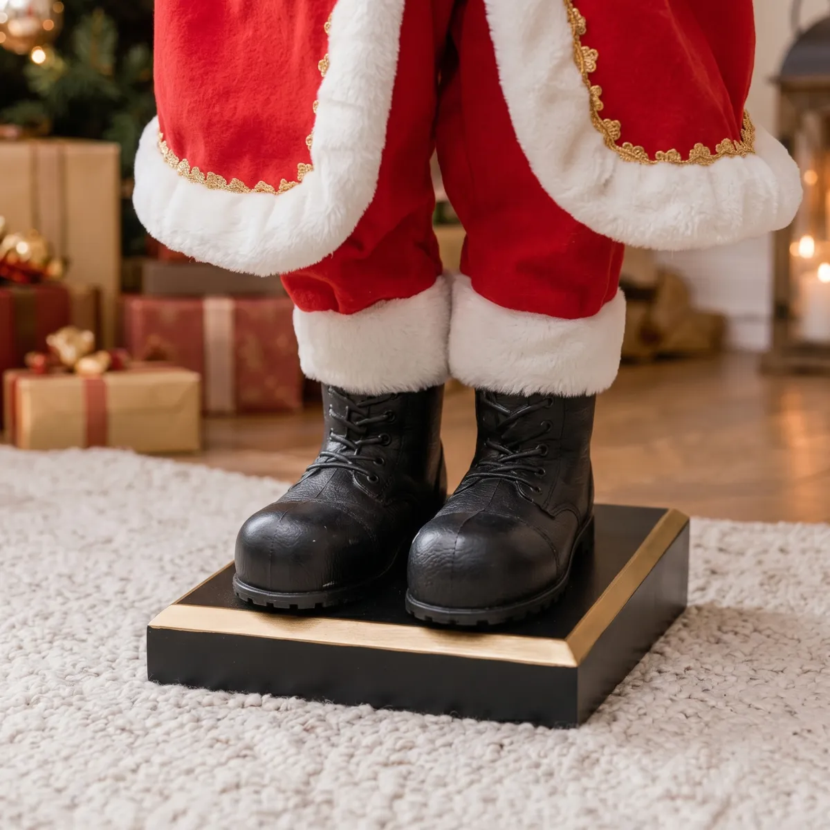 Automata Babbo Natale tradizionale (H110 cm) Nicolas orsetto e lanterna luminosa