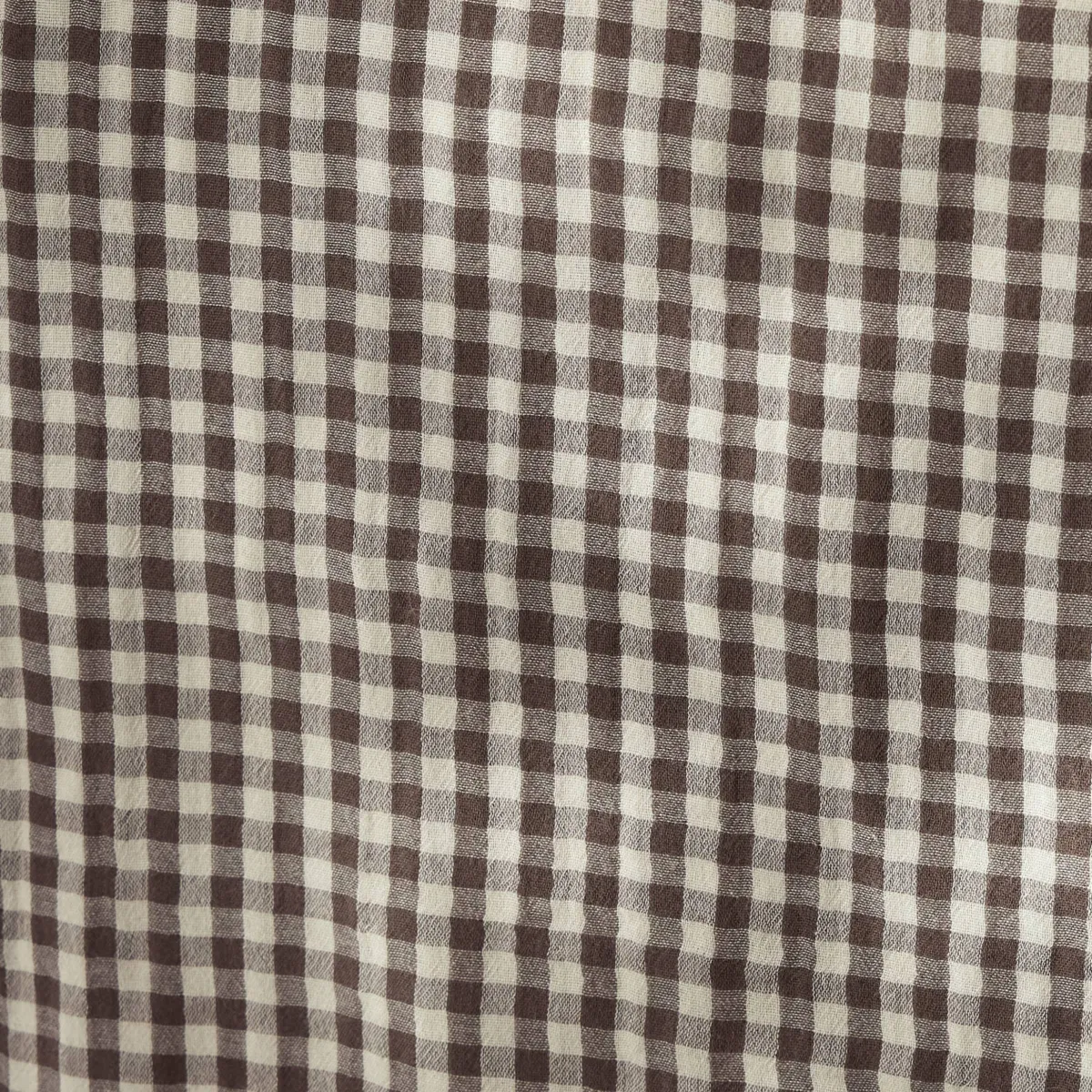EM - Coussin déhoussable avec passepoil 40 x 60 cm Gaze de coton tissée teinte GAIA VICHY Brun