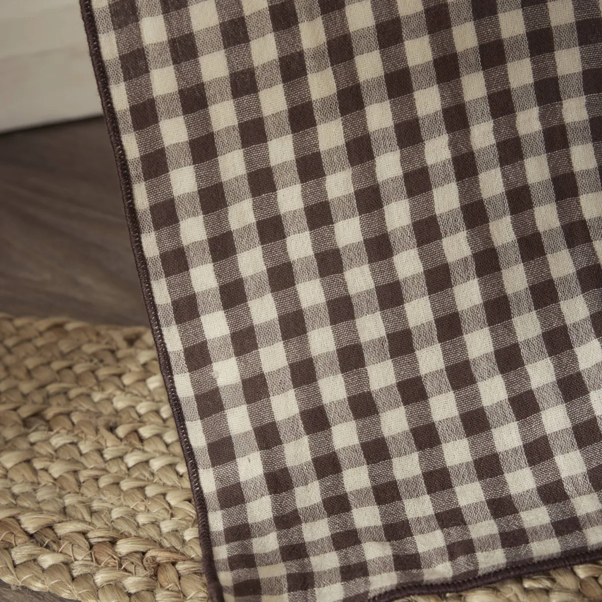 Tenda in garza di cotone regolabile (140 x max 180 cm) Gaïa vichy Marrone