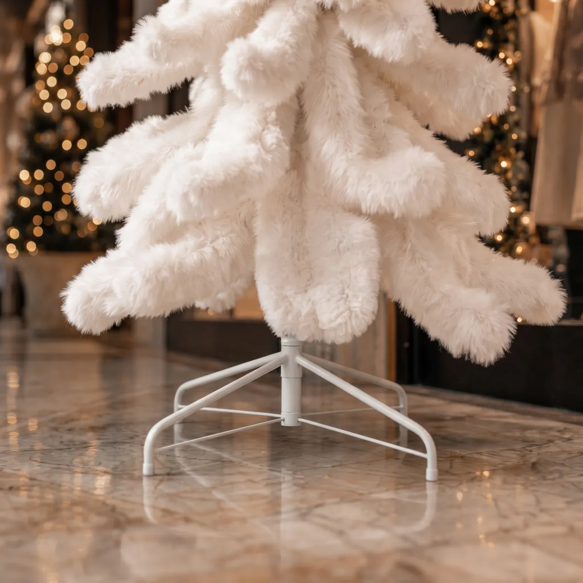 Albero di Natale artificiale (H180 cm) Furren pelliccia sintetica Bianco
