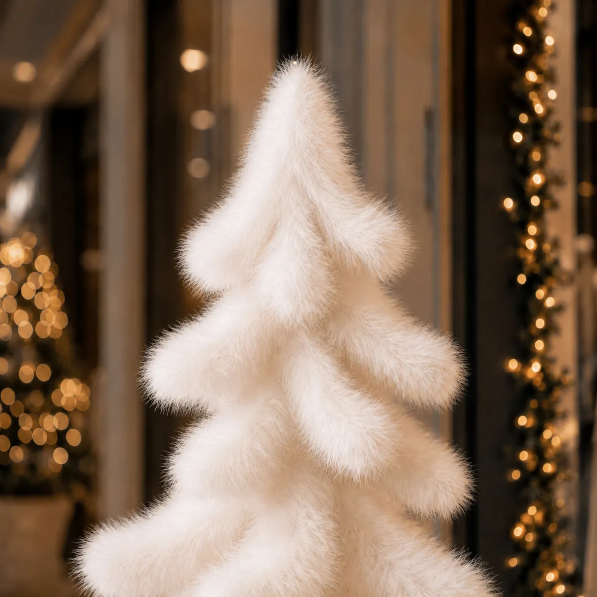 Albero di Natale artificiale (H180 cm) Furren pelliccia sintetica Bianco