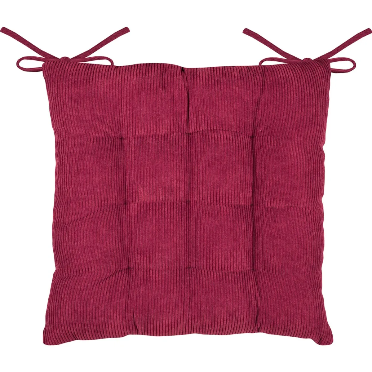 Cuscino quadrato per sedia in velluto a coste (38 x 38 cm) Dandy Bordeaux