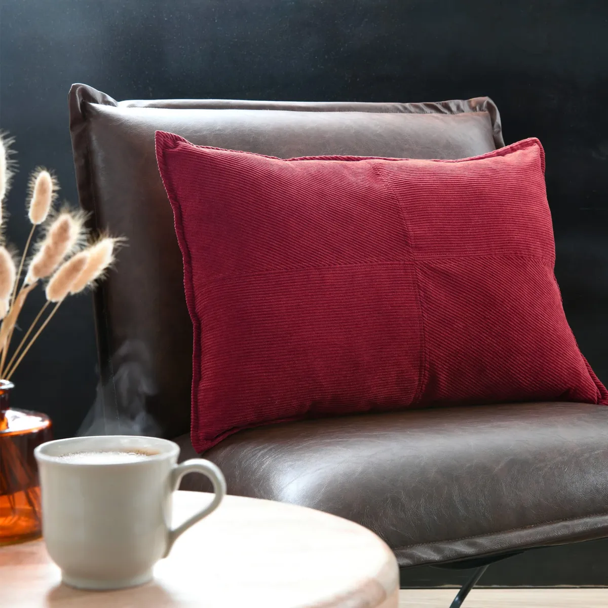 Cuscino rettangolare in velluto a coste (40 x 60 cm) Dandy Bordeaux