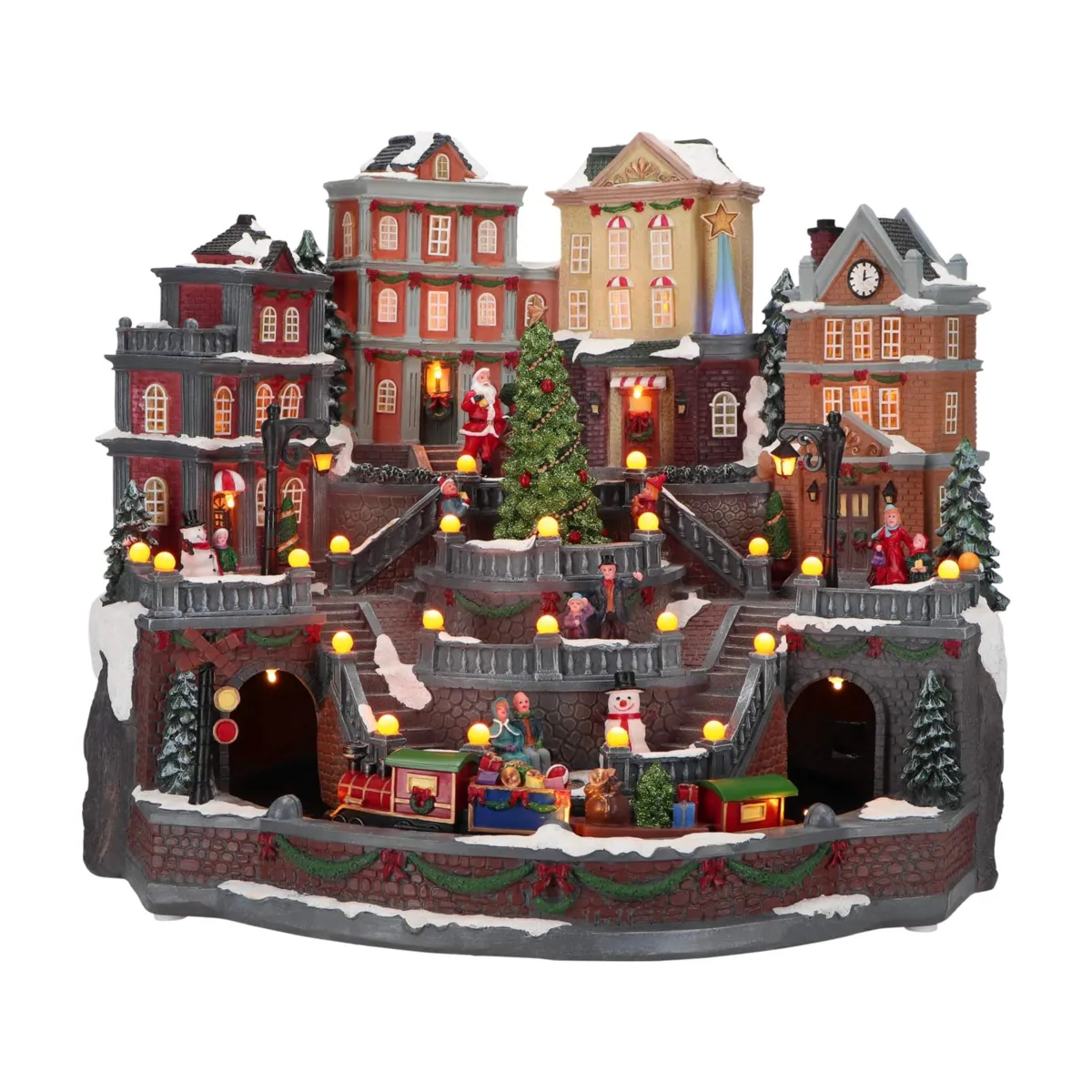 Villaggio di Natale luminoso e animato (H37 cm) City Hall