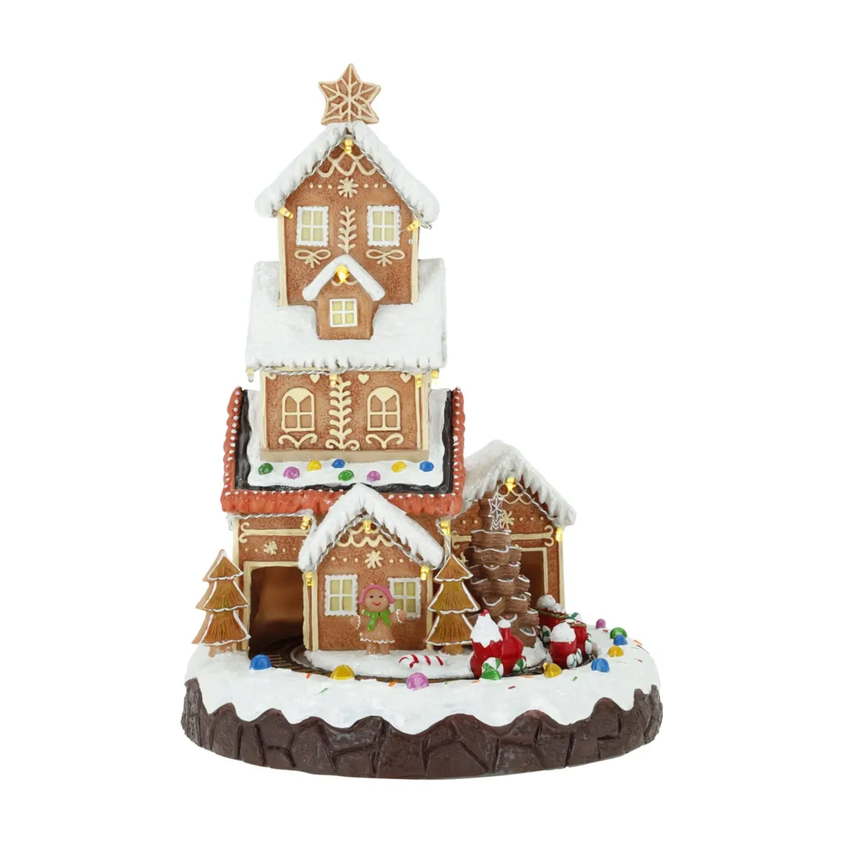 Villaggio di Natale luminoso e animato (H35 cm) La casa di Emilie Pan di zenzero