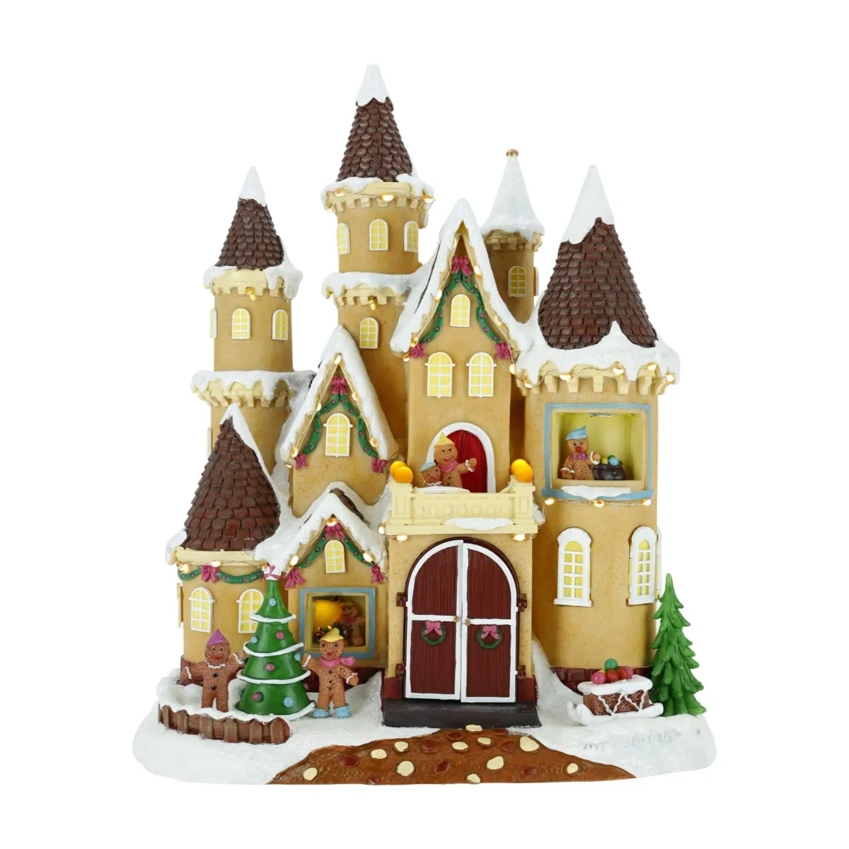 Villaggio di Natale luminoso e animato (H40 cm) Il Castello di Pan di Zenzero